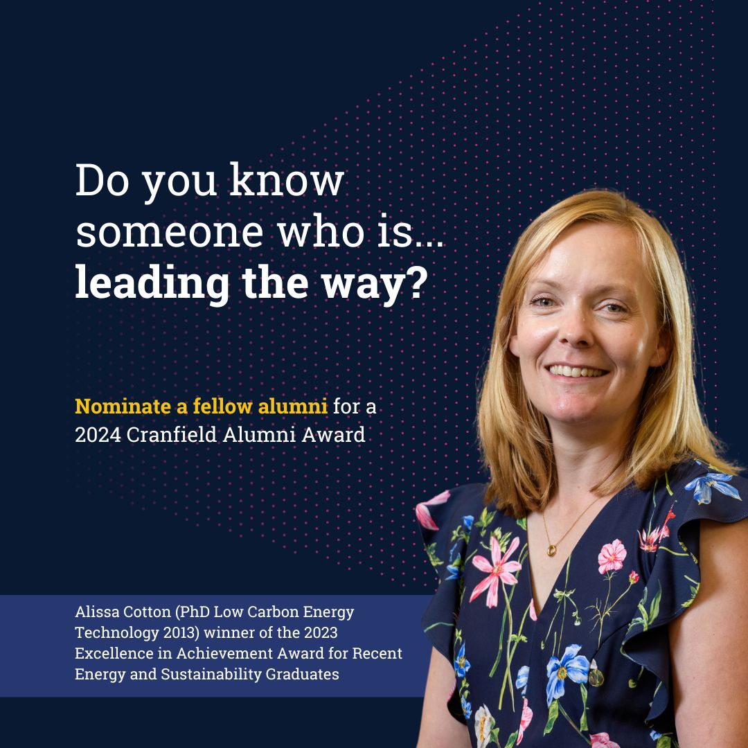 As Policy and Advocacy Lead at @Shell Low Carbon Fuels, Alissa has a specific focus on sustainability and low-carbon energy technology. Do you know someone who is leading the way like Alissa? 🏆 Nominate a fellow @CranfieldUni alumni: bit.ly/494m7fM