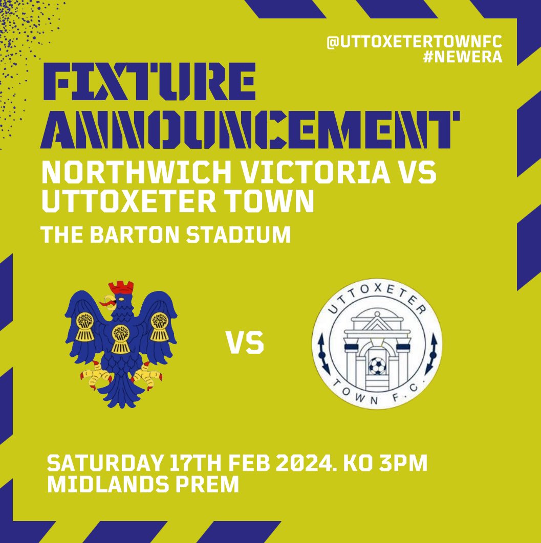 UttoxeterTownFC's tweet photo. Back in action tomorrow!

We visit @NorthwichVicsFC 

The club would like to thank everyone for the continued support! 

We’ve all been frustrated at the lack of games lately! But fingers crossed for some improved weather! https://t.co/UzbkW312ve