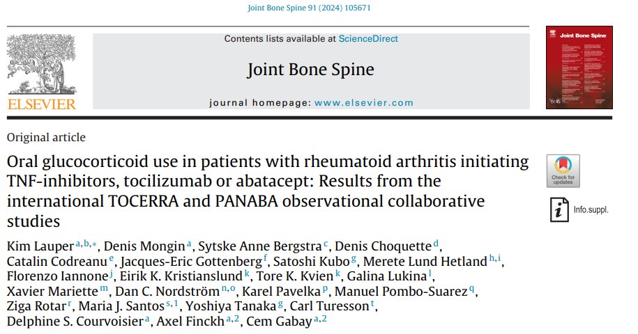 k_lauper's tweet photo. How long do people use glucocorticoids with #bDMARDs? Is there one that is more glucocorticoid-sparing than another?
🎉 Excited to share our research in Joint Bone Spine on oral glucocorticoids in 17,663 RA patients starting bDMARDs, part of TOCERRA & PANABA collaborations🌍 https://t.co/tmJzpSsYQq