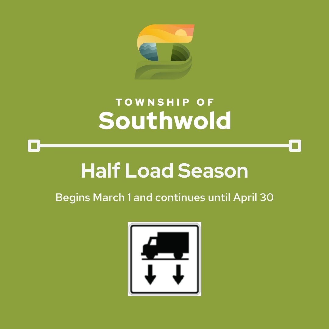 In accordance with the Highway Traffic Act and By-Law 2010-19, reduced load restrictions from March 1-April 30 are placed on trucks to protect roads and bridges during spring thaw, when road damage is likely to happen. For more information, please visit southwold.ca/en/living-here….