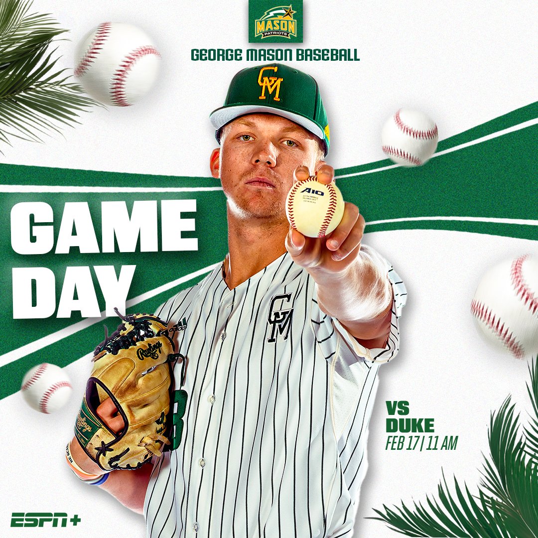 MasonBaseball's tweet photo. 𝘙𝘦𝘢𝘥𝘺 𝘧𝘰𝘳 𝘳𝘰𝘶𝘯𝘥 ✌️ 𝘪𝘯 𝘊𝘰𝘯𝘸𝘢𝘺

⏰11 AM
🆚@DukeBASE 
🏟️Spring Brooks Stadium
📍Conway, SC
📊https://t.co/lRyurrGTf4
📺https://t.co/EHyDHrIkiv

#GoPats🔰 https://t.co/1DnPfC5oKG