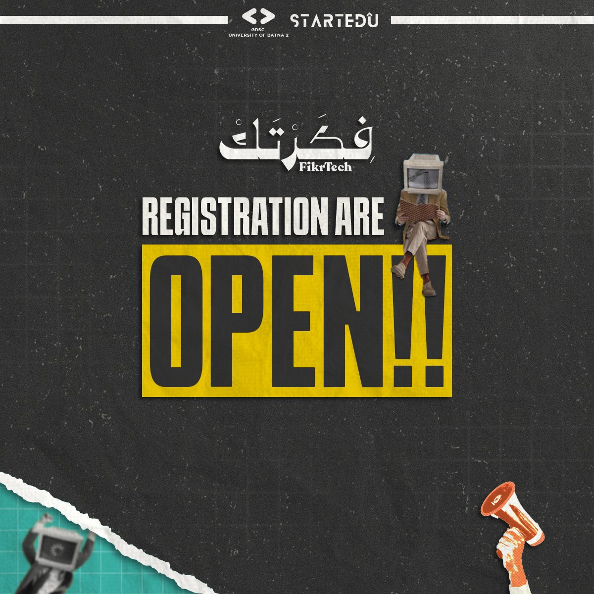 GDSCBatna's tweet photo. We are thrilled to announce that Fikratech's website is now up🔥
Whether you're a tech enthusiast, a budding entrepreneur, or have a Fikra that could be brought to life by technology. Registrations are now open and we can't
wait to embark on this tech adventure with you 👀 🚀 https://t.co/sPSWUOx6vZ