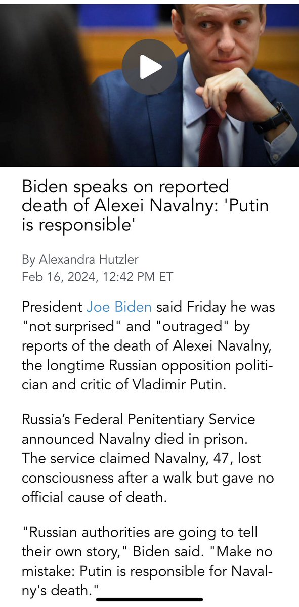 The whole world knows that Putin is a killer and is responsible for murdering Navalny!