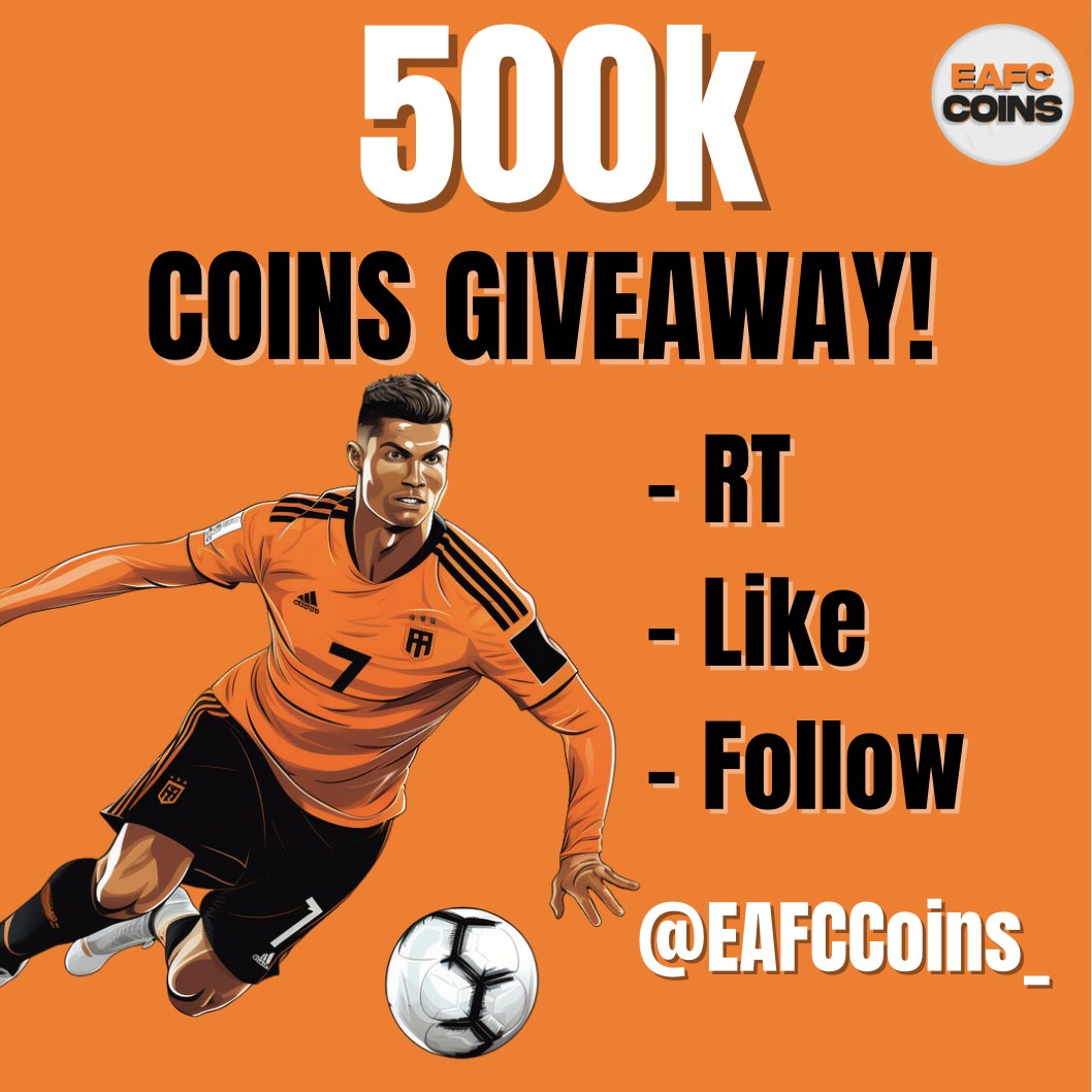 EAFCCoins_'s tweet photo. 500k Coins Giveaway 💯

To Enter:

- Retweet ♻️
- Like ❤️
- Follow Us @EAFCCoins_

2 Winners (250k each)
Good Luck 🍀