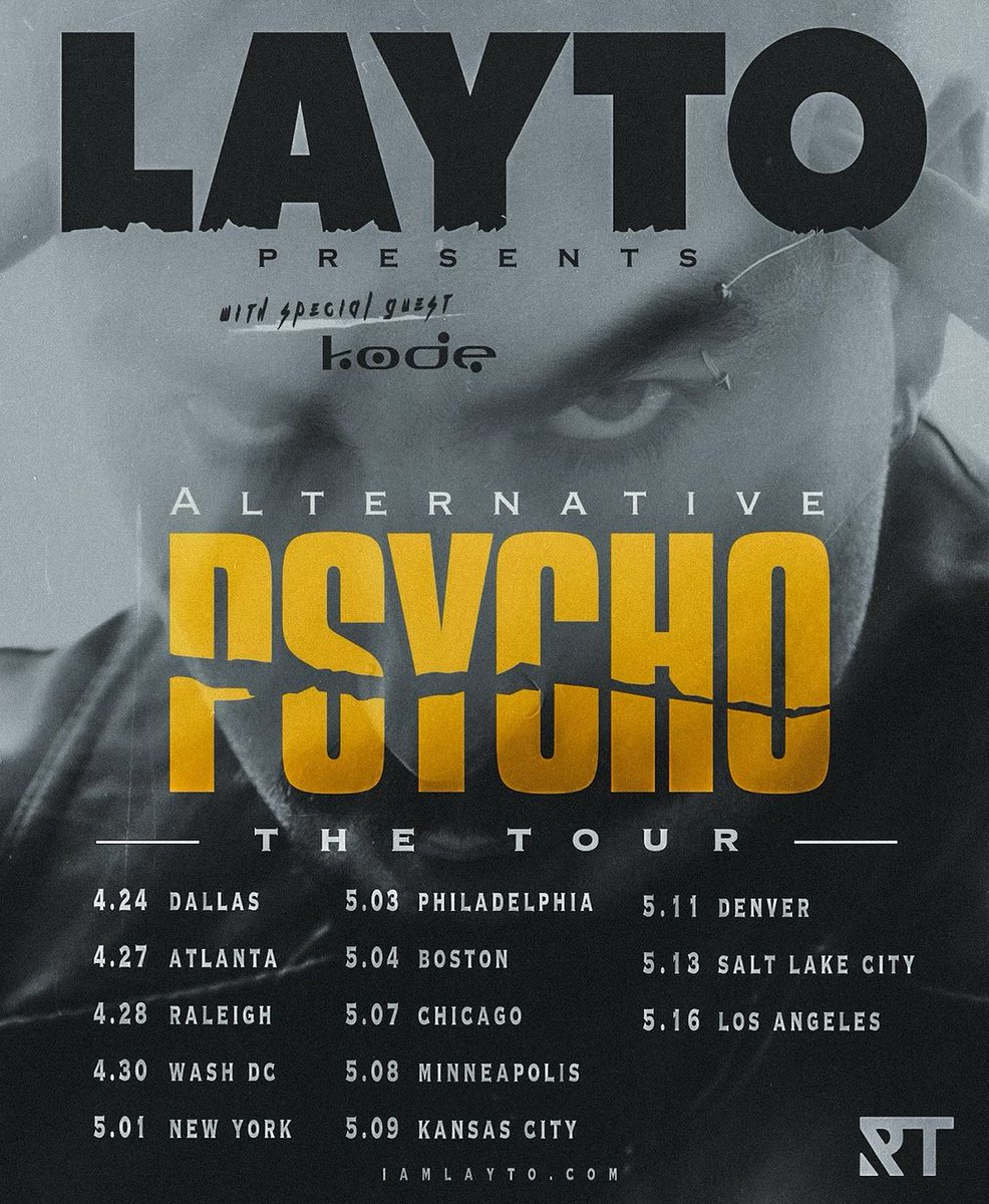 TheOnyxAgencyLA's tweet photo. LAYTO Headlining Tour Dates. Support #kode. Drop your city below if we are coming to you. Tickets go on sale tomorrow at 10AM EST. 🎤
#layto #ustour #soundcheck #altrock https://t.co/Ed5M9H81P1