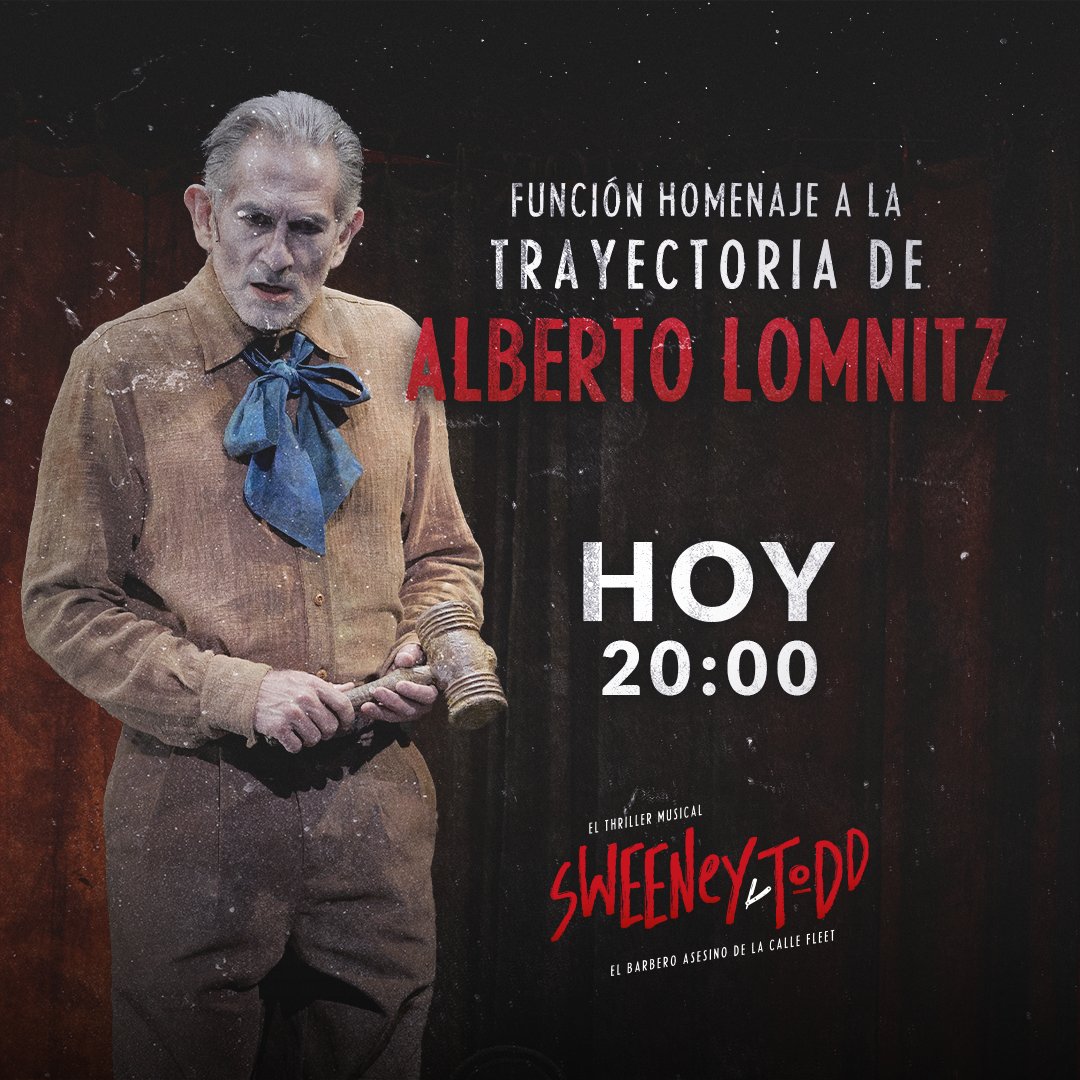 ¡TE ESPERAMOS! 💈🤩❤️‍🔥

En #SweeneyToddMex estamos muy felices de contar con esta oportunidad, para reconocer el talento y trayectoria de Alberto Lomnitz @alomintz. 🎭

Acompáñanos y únete a esta emotiva celebración. 
HOY 20:00, 📍 Lucerna #64, Col. Juárez, #CDMX. 
#CupoLimitado