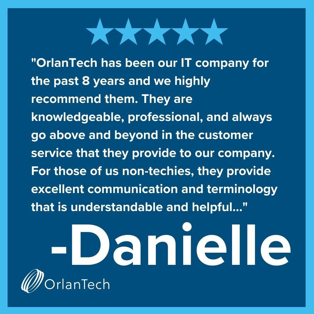 OrLANtech's tweet image. Grateful for 8 years of trust from Danielle! 🙌 

At OrlanTech, we&apos;re committed to excellence, ensuring top-notch IT support with a personal touch. Your satisfaction is our priority.

#ClientTestimonial #OrlanTech #ITExcellence