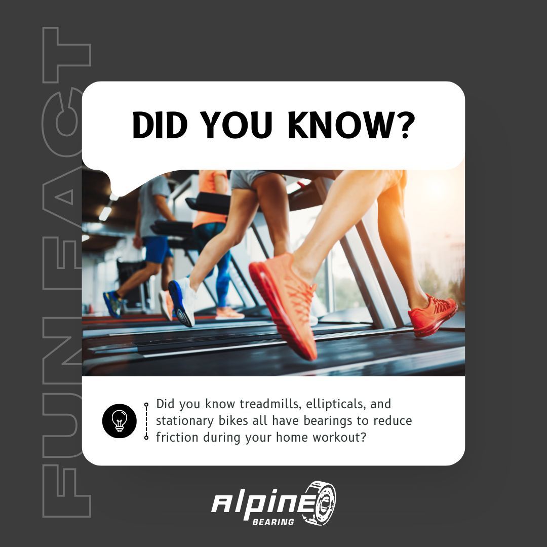AlpineBearing's tweet photo. Did you know treadmills, ellipticals, and stationary bikes all have bearings to reduce friction during your home workout?…Whenever you finally get around to it.😆 #exercise #bearings #ballbearings https://t.co/XKkMlr1xUV https://t.co/UQIqrVpaqN