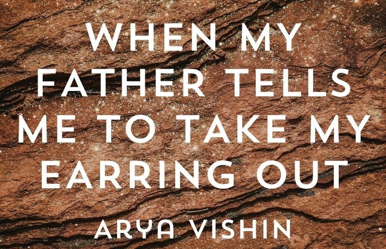 This week's #newvoices poem is propelled by its intriguing form but is motivated by the nuances of devotion. Check out 'WHEN MY FATHER TELLS ME TO TAKE MY EARRING OUT' by Arya Vishin! #frontierpoetry #poetry