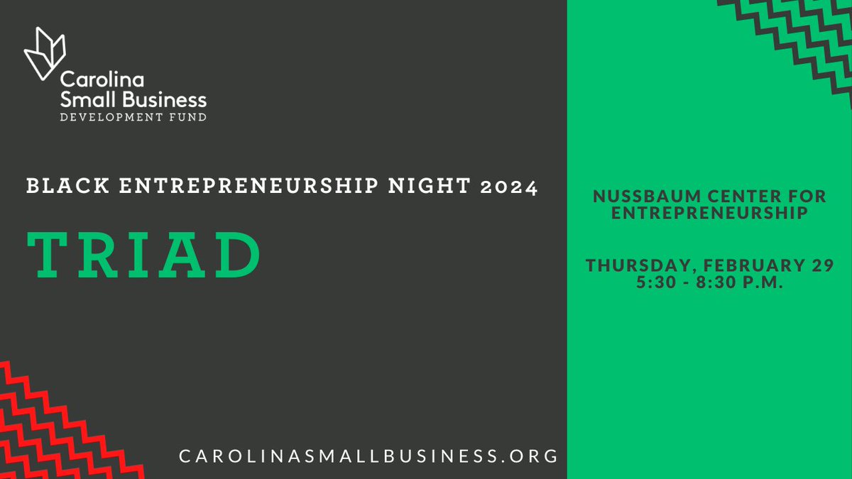We are less than two weeks away from our Black Entrepreneurship Night event in Greensboro!

Join us for a night of learning, engaging with, and celebrating our state's community of Black Entrepreneurs. Registration is open, secure your spot here: classy.org/event/black-en…