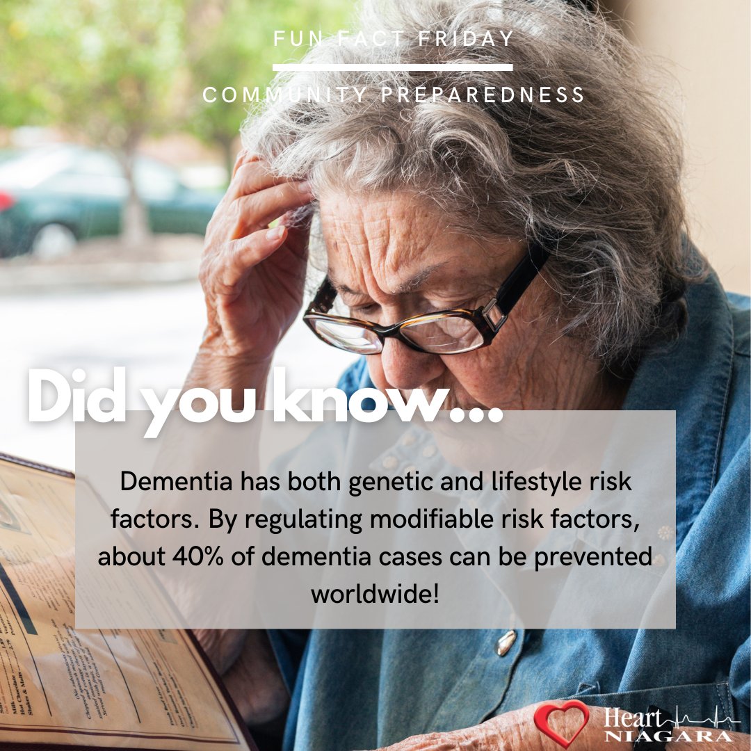 Dementia has both genetic and lifestyle risk factors. By regulating modifiable risk factors, about 40% of dementia cases can be prevented worldwide!

#Dementia #Prevention #BrainHealth #HealthyAging #LifestyleChanges #PhysicalExercise #HealthyDiet #Funfactfriday #fact #friday