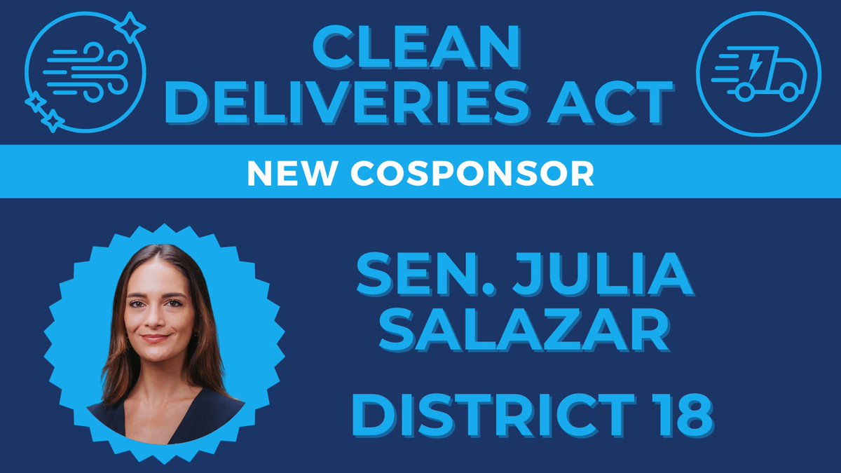 ⚠️New #CleanDeliveries Cosponsor!⚠️ With @SalazarSenate's help, we'll protect the air of the over 5 million NYers living near e-commerce mega-warehouses & hold companies accountable along the way. Thank you @SalazarSenate for joining our fight to turn the corner on pollution!