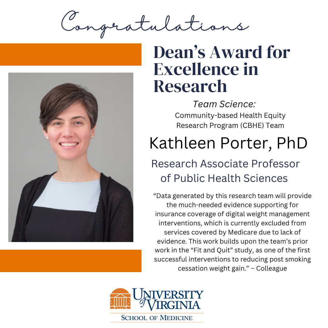 Let's congratulate Dr. Kathleen Porter, a 2023 Team Science Dean's Award recipient for Excellence in Research.