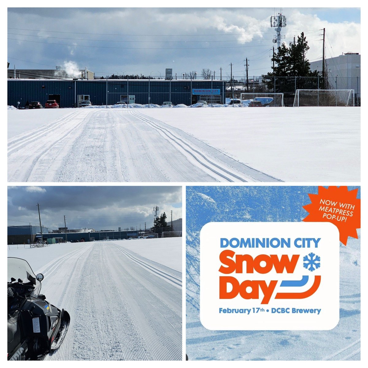 Canada's Best Corduroy(™️), beer, snow sports, and a Meat Press popup. Only at Dominion City Brewing's 2024 #SnowDay tomorrow! 11am-5pm. Also, #SkiHeritageEast has been groomed Trim to #nccriverhouse. Thin in places, shallow classic, some ice, but better than yesterday!