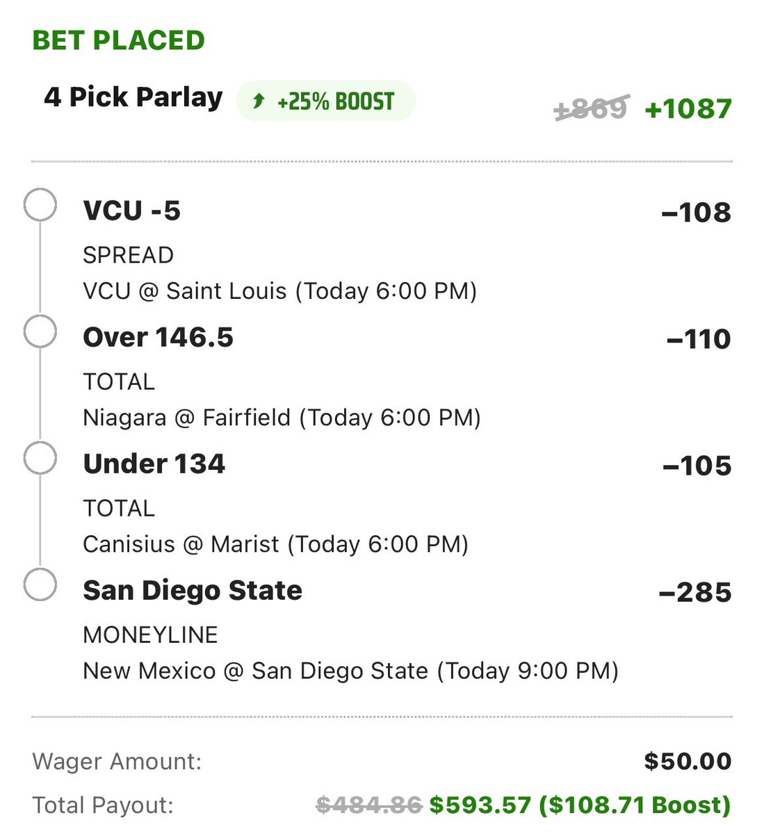 lockprops's tweet image. Using the DK boost 🙏

The idea is we ✅✅✅ first 3 games then we will hedge New Mexico +6 on the spread and win both bets 🫡 #GamblingX