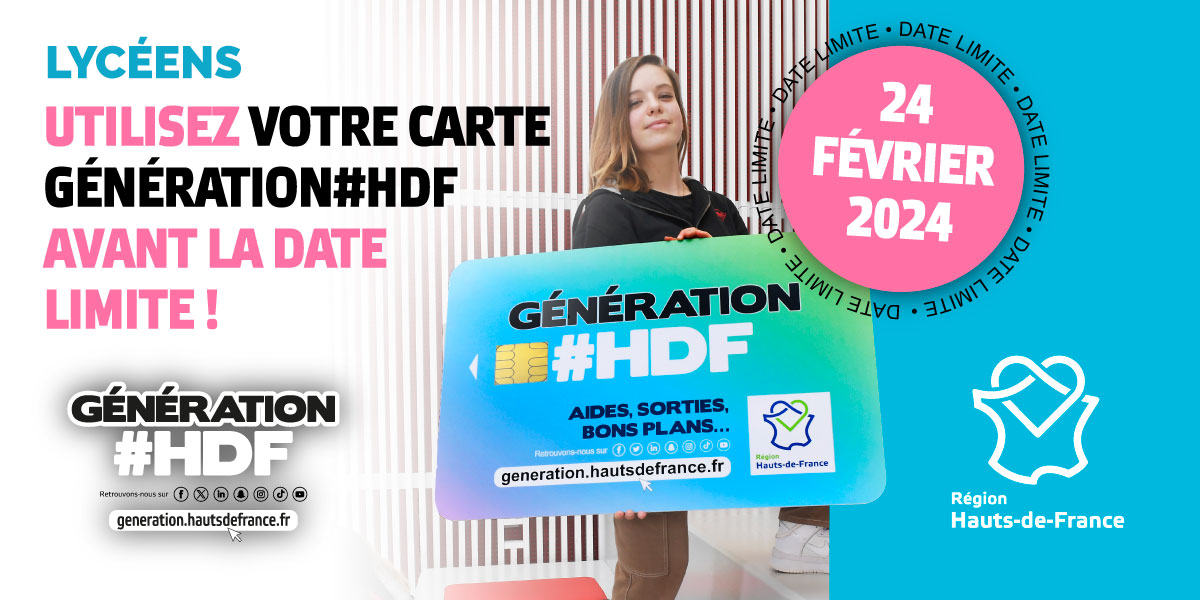 hautsdefrance's tweet photo. 📢 Avis aux lycéens des #hautsdefrance ! Il ne vous reste plus que quelques jours pour utiliser votre carte #GenerationHDF !
📚 Rendez-vous dans nos magasins partenaires !
➕ d’infos ➡ https://t.co/B9a1DWOao3 https://t.co/rngvuUt4Ke