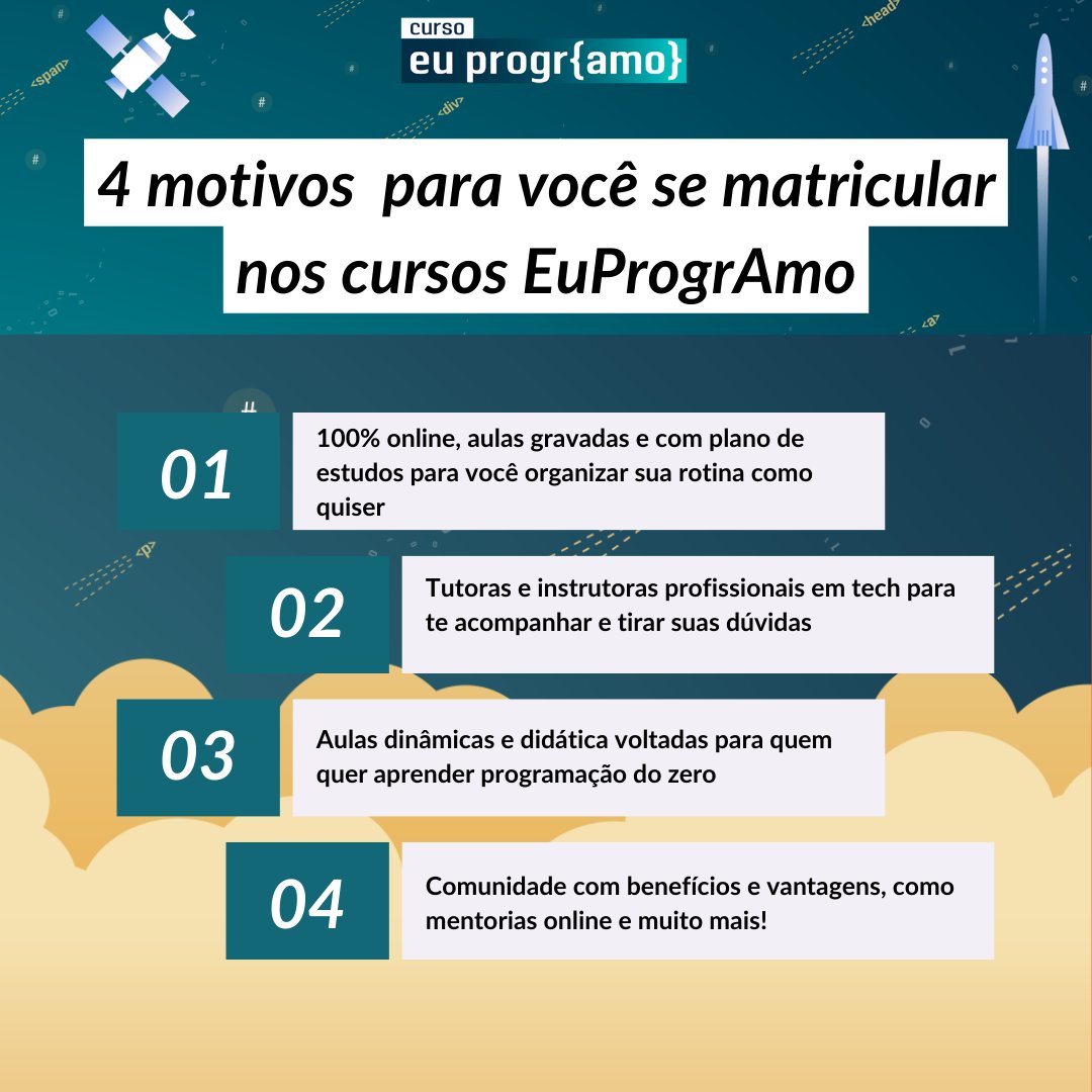 programaria's tweet image. Aprender programação é uma decisão que pode vir junto de muitos desafios, ainda mais para pessoas iniciantes. Você sabia que os cursos #EuProgrAmo têm uma didática voltada para quem nunca teve contato com a área e quer dar os primeiros passos na tecnologia?

Link nos comentários!