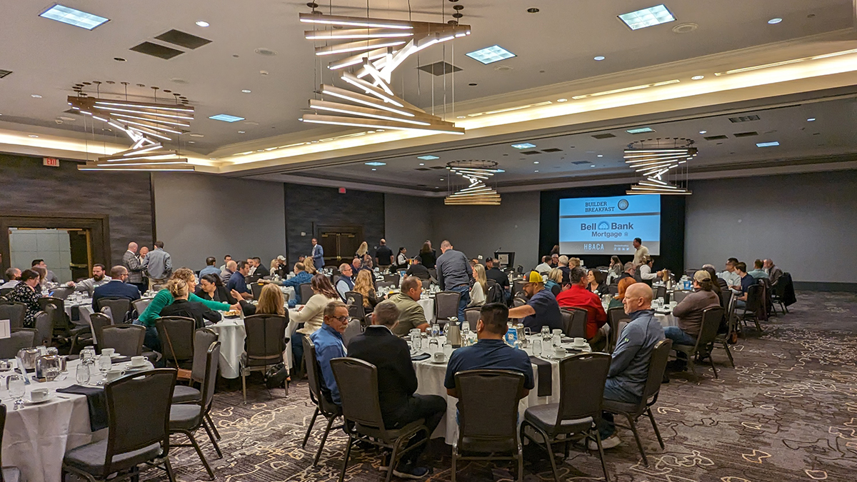 HBACA_AZ's tweet photo. Another informative and entertaining #BuilderBreakfast! Always appreciate insights from Kevin McAndrews, KB Home, and Kevin Rosinski, Camelot Homes, into their companies and the state of the home building industry. Thanks again to Bell Bank Mortgage for sponsoring. https://t.co/1ZpFSdirkE