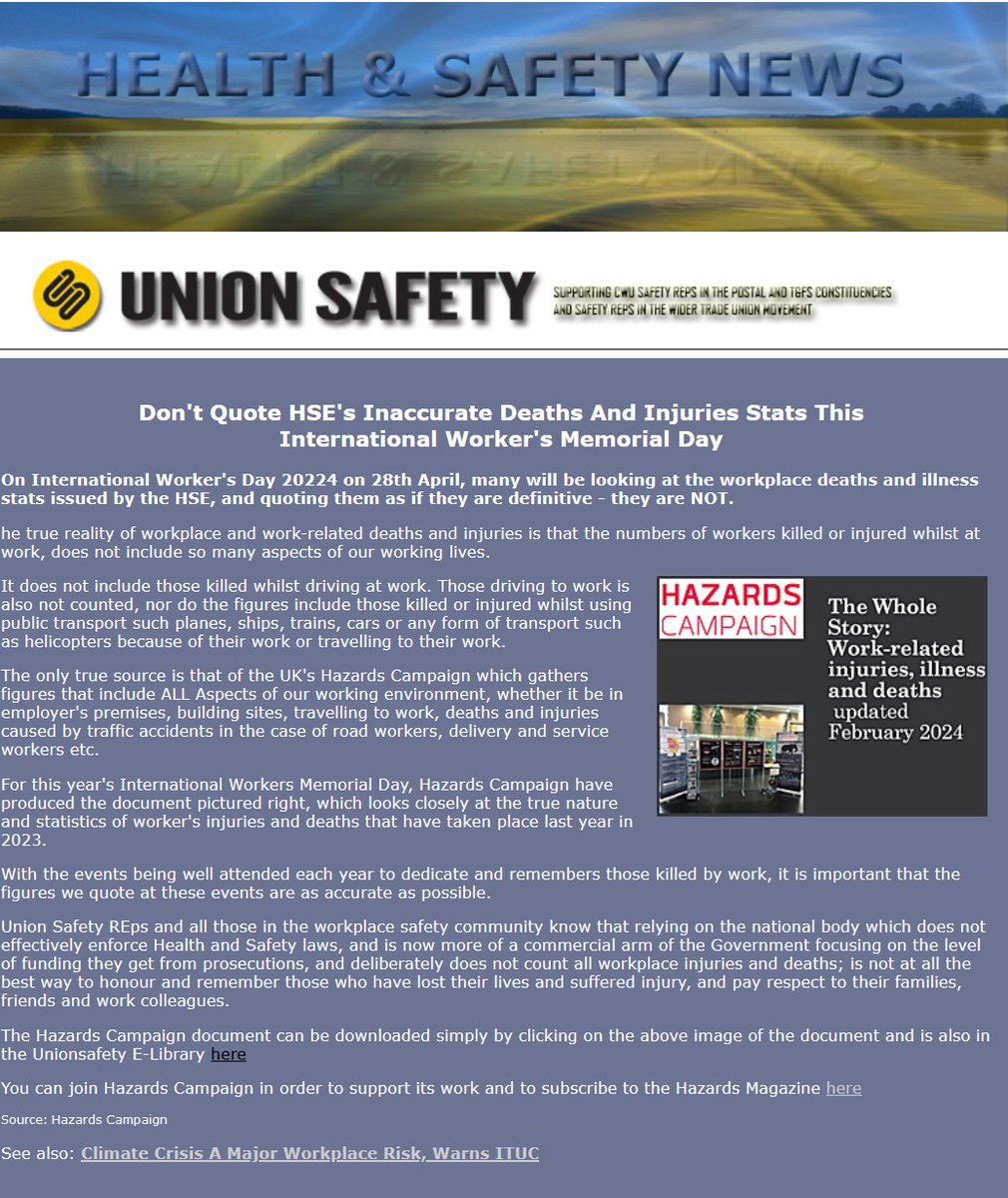 Don't Quote HSE's Inaccurate Deaths And Injuries Stats This International Worker's Memorial Day: bit.ly/8mj7uv @clockreds @JayJaymcgovern @BriofO @ladykenyon2011 @MarkydHolt @Kernewektrippy @CentreGreater @jnewsham @CerdynJones @cwuEastern__No5 @CWUEastLancs @cwugmersey