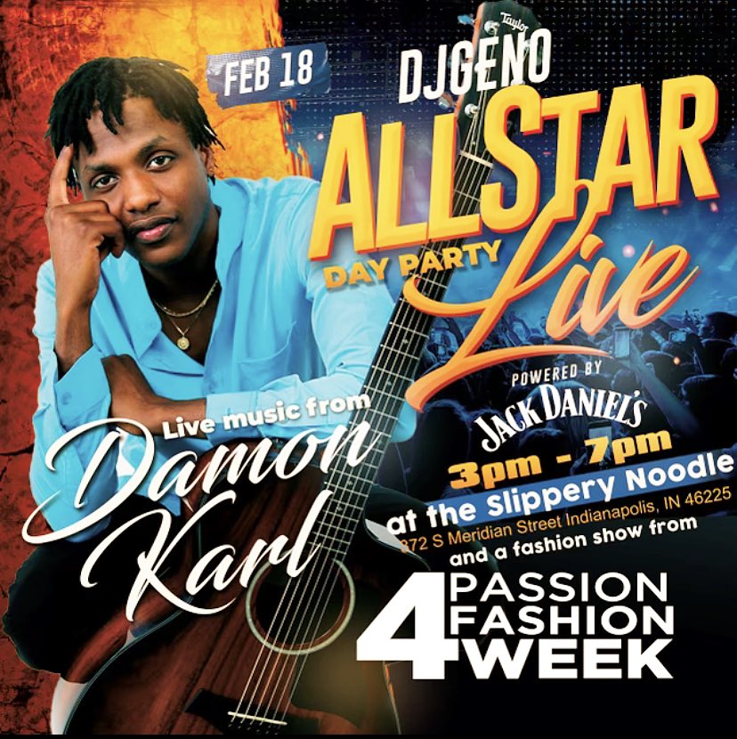 #IndyAllStar Week is here, and lots is going on, but you don’t want to miss out on <a href="/DJGeno/">DJ Geno</a>’s Day Party! I’ll be performing at #slipperynoodleindy on Feb. 18th from 3 pm to 7 pm. It’s gonna be fun! Grab your friends, and I’ll see you there! 🎉🎊🎵