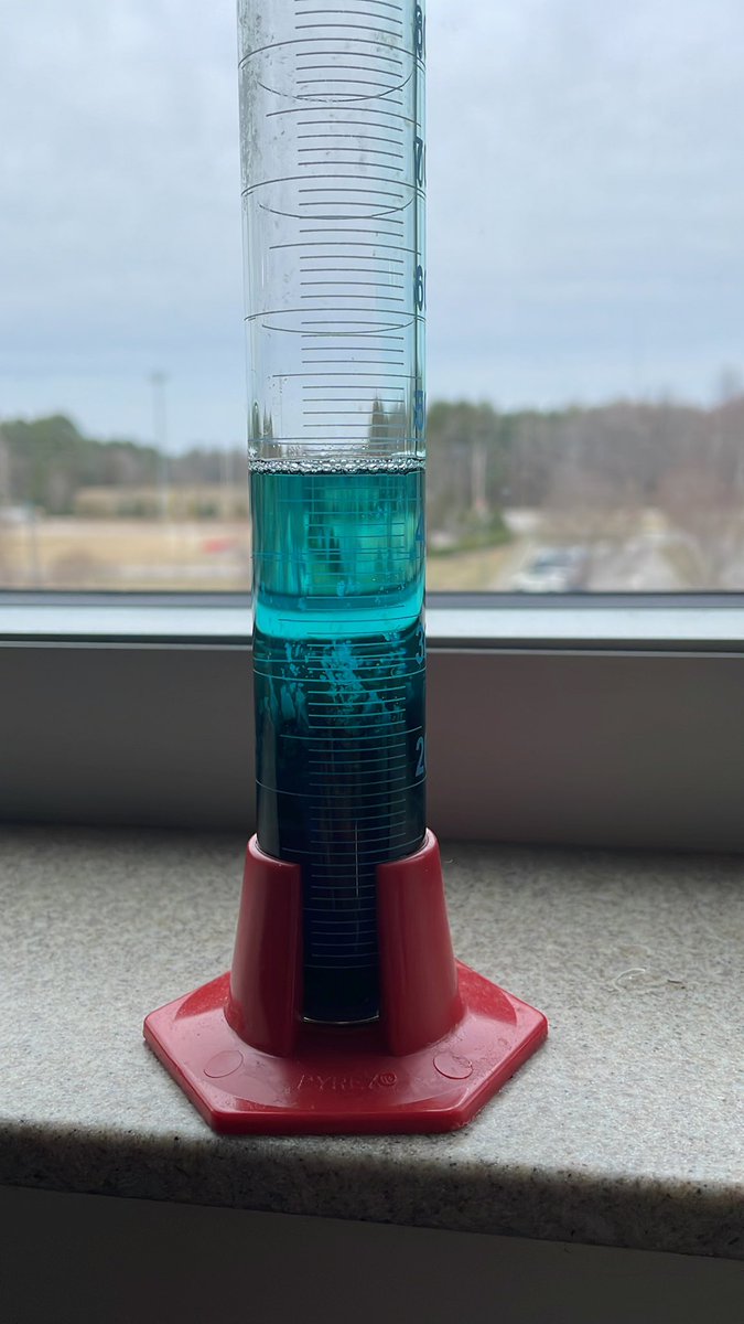 Today we used a graduated cylinder, dish detergent, water and food coloring to model the photic and aphotic levels of the ocean 🌊. Students were able to identify and explain the difference between the two zones. #ScienceClass #TeacherLife