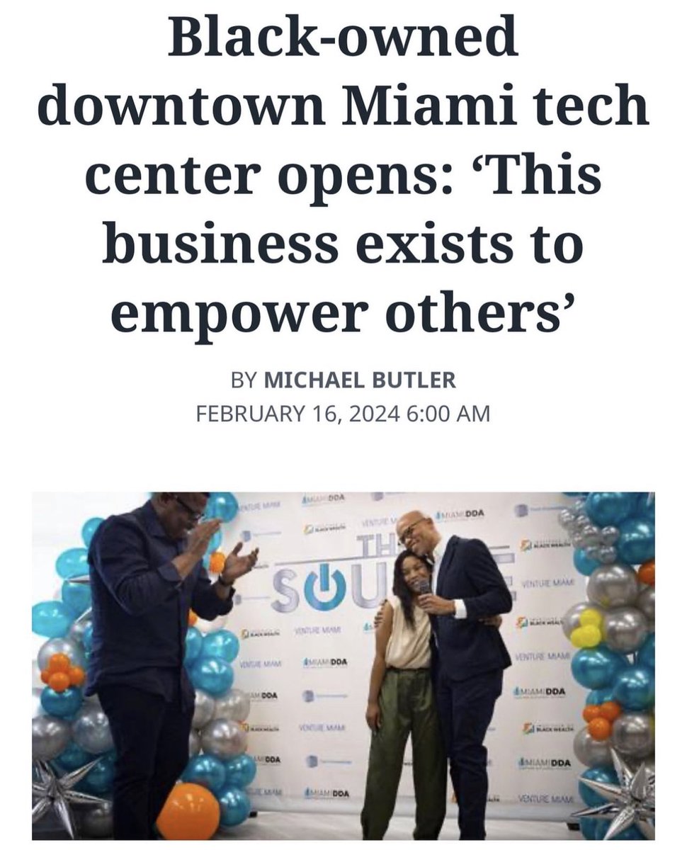 IamTedLucas's tweet image. Empowering communities through innovation!

Dive into this inspiring article from @miamiherald highlighting the opening of @thesourcegroups in
Downtown Miami.
#CommunityEmpowerment
#BlackOwnedBusines
#WeBlessed 🙏🏾

miamiherald.com/news/local/com…