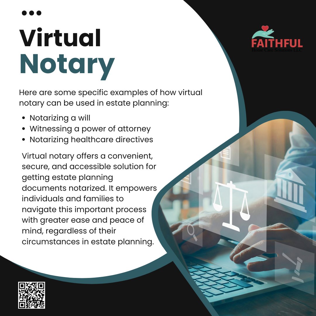 FHCS_HR's tweet image. A virtual notary is convenient, secure, &amp;amp; accessible! ✍️

Empowers you &amp;amp; your family to plan for the future with ease &amp;amp; peace of mind! 💖

Read more at:
👉faithfulhomecare.com/virtual-notary

#VirtualNotary  #RemoteSolutions #EstatePlanning #EmbracingTheJourney #AgeWithDignityAndGrace