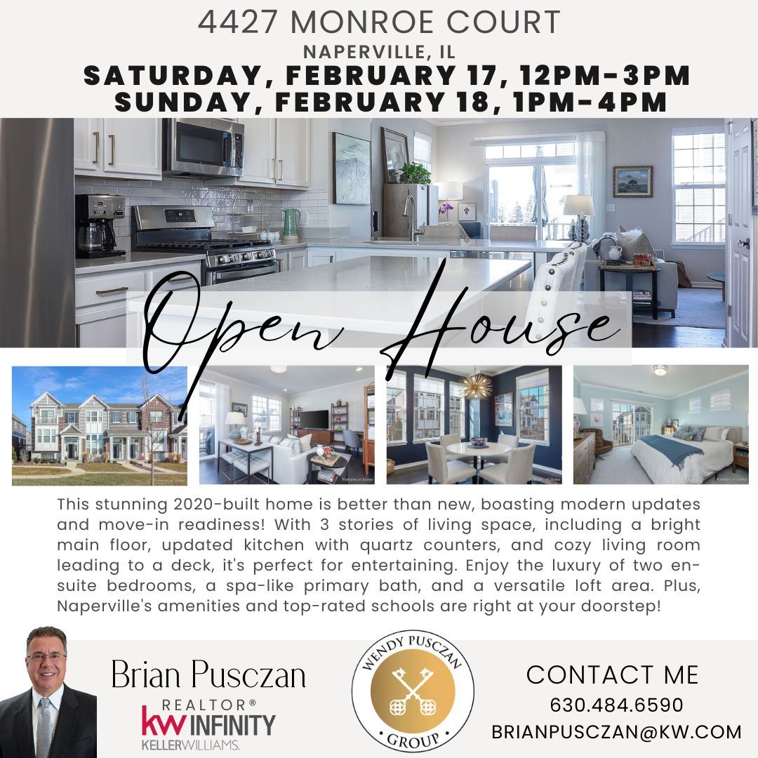 Don't miss our Open Houses this weekend at this stunning 2020-built home! 

#OpenHouse #NapervilleLiving #DreamHome #ModernUpdates #MoveInReady #HomeForSale #EndUnitTownhome #LuxuryLiving #TopRatedSchools #WeekendPlans #HomeTour #RealEstateGoals #StunningProperty #SpaLikeBathroom