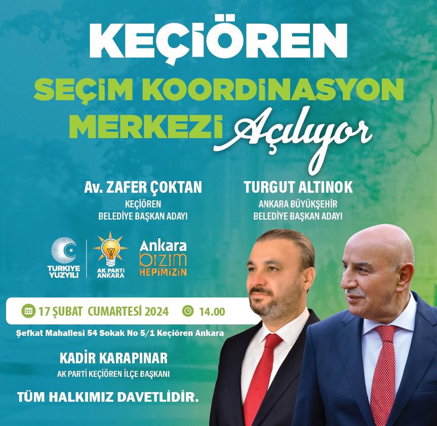 AkKuscagizResmi's tweet photo. 📍Keçiören SKM 

İlçe Başkanımız @AKadirkarapinar Ankara Büyükşehir Belediye Başkan Adayımz @turgutaltinok06 Keçiören Belediye Başkan Adayımız @zafercoktan ve Milletvekillerimizin katılımlarıyla gerçekleşecek açılışımza Keçiören’li hemşehrilerimizi bekliyoruz
#KeçiörenSKMAçılıyor https://t.co/O488anHmOG
