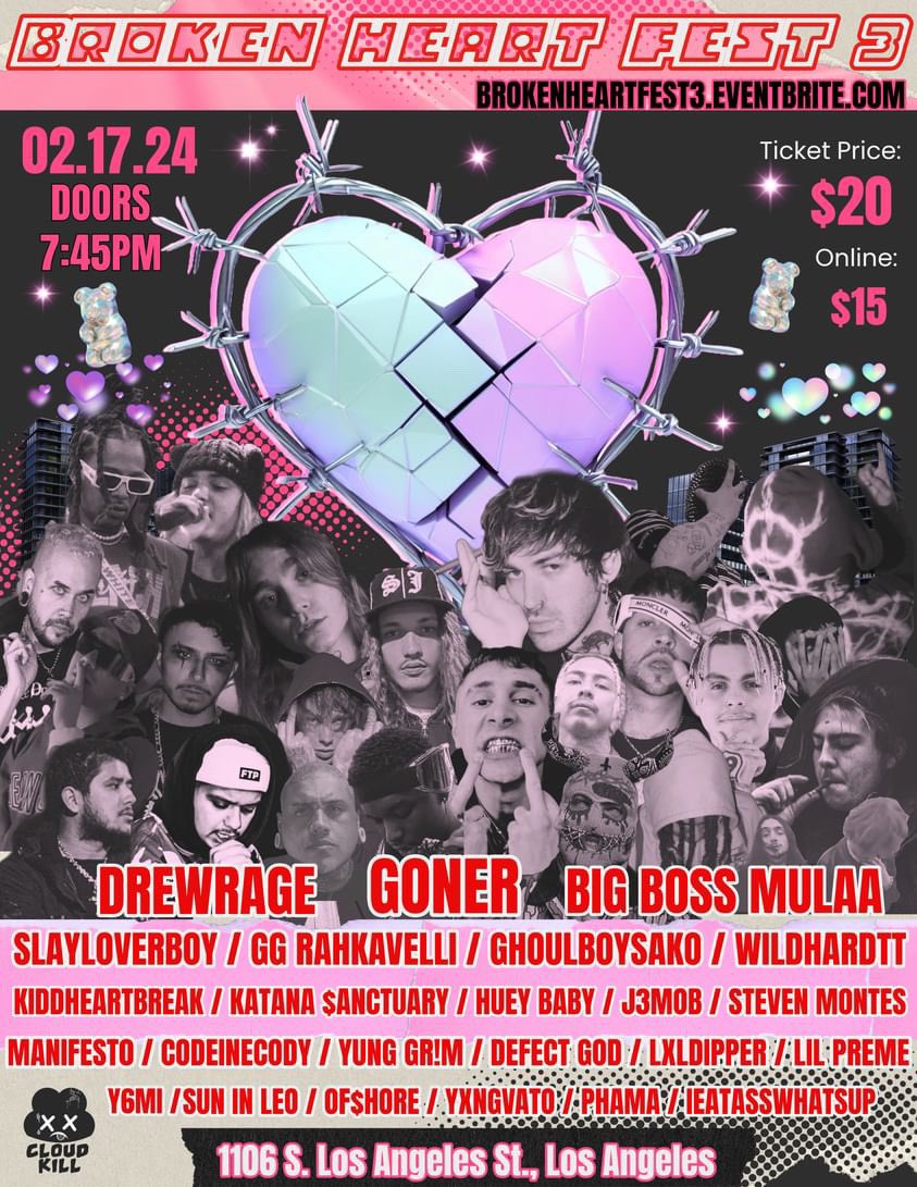 TOMORROW one of LAs hottest events of the new year is here, join us for our third annual Broken Heart Fest 💔💕💖🌃DTLA/ Fashion District take over! . #show #event #bhf3 #brokenheartfest #losangeles #california #dtla #downtownla #lafashiondistrict #fashion #rapshow #rap #rapper