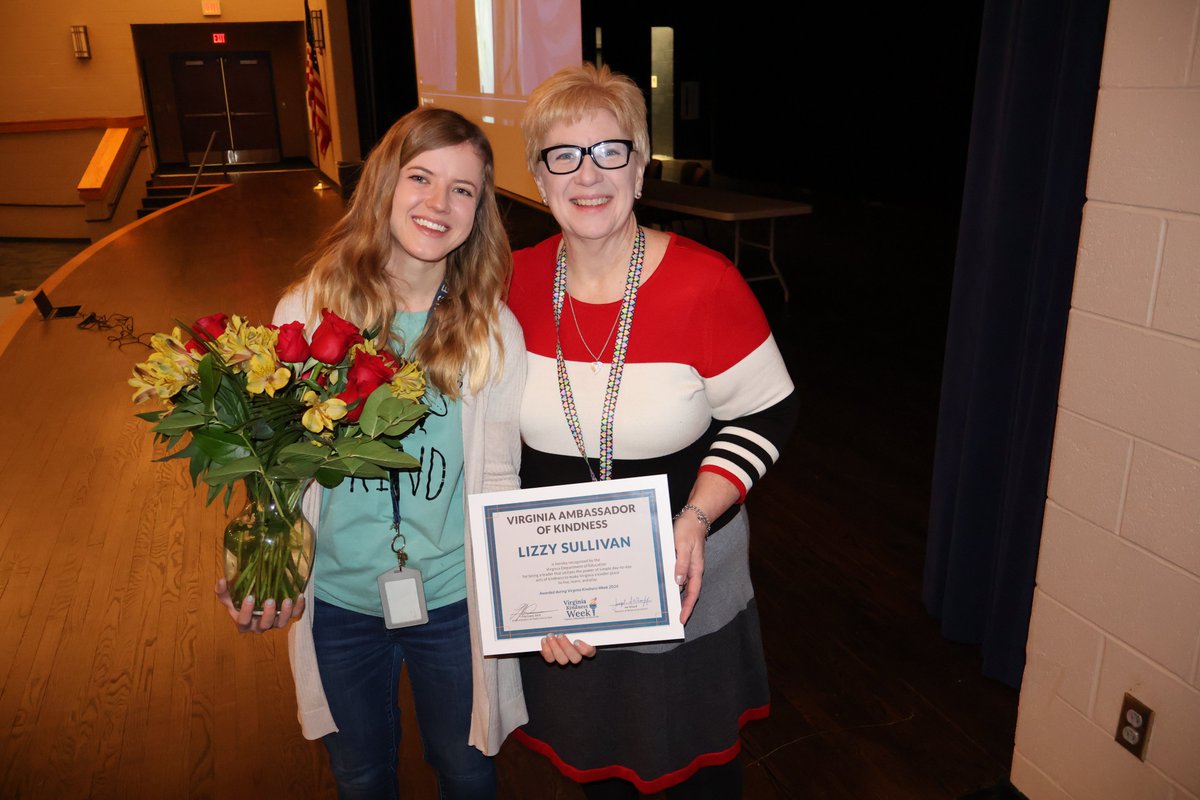 In honor of VA Kindness Week, Ms. Lizzy Sullivan has been named a Virginia Ambassador of Kindness by the VDOE. Ms. Sullivan was nominated for how she uses acts of kindness to make AHS a kinder place to learn and work. Thanks for spreading kindness everyday, Ms. Sullivan!