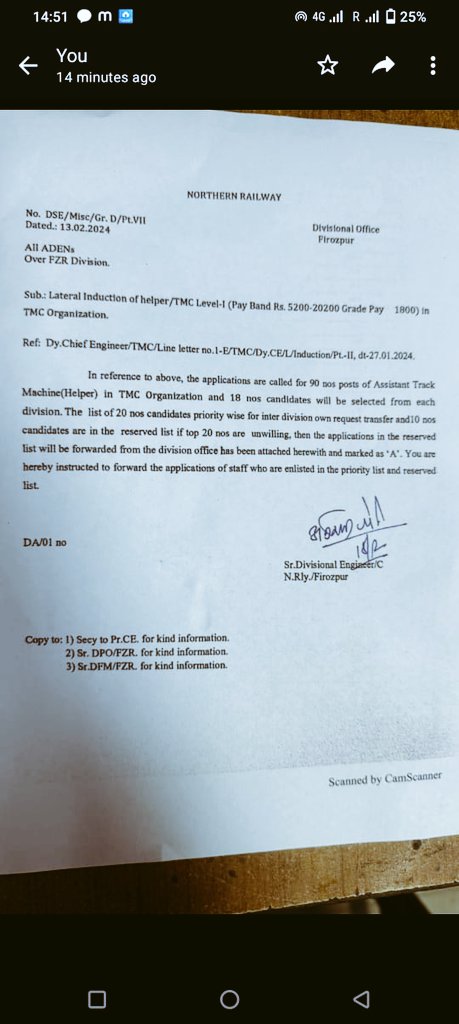 udaykumar2050's tweet photo. Dy.chief TMC New Delhi , के द्वारा TMC helper पद के लिए आवेदन मांगे गए थे,लेकिन फिरोजपुर डिविजन द्वारा सिर्फ उन employee के ही फॉर्म भेजने का फैसला किया है,जिनका inter division own request clear हो गया हैं।
#TMC FORM
@RailMinIndia 
@ShivaGopalMish1 
@ravishndtv https://t.co/ziUnNzk6Cx