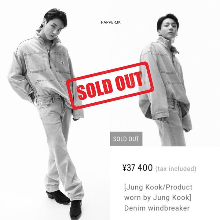 JJK_Pakistan2's tweet photo. Denim Windbreaker worn by Jungkook for Calvin Klein's new campaign is already sold out!!

SOLD OUT KING https://t.co/1A02kB1cNv