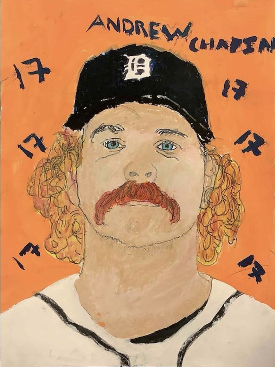 JennLMack's tweet photo. @BigCountry1739 my son was asked to draw a @tigers portrait and he chose you. Not too shabby for his first attempt. https://t.co/jz6DHwNFwC