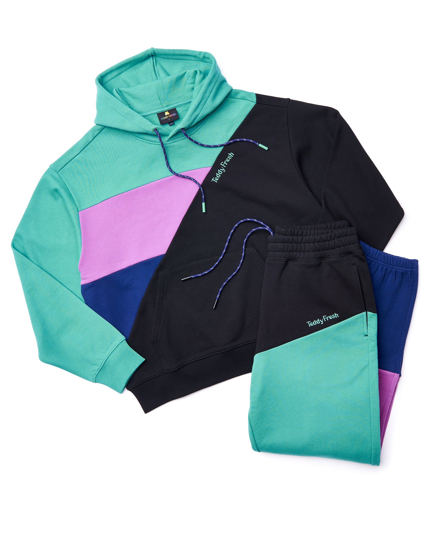 Original Teddy Fresh Color Block Hoodie & Sweat Pants Combo 