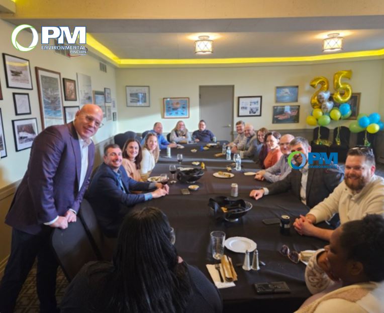 PMEnvironmental's tweet image. PM Environmental, a Pinchin Company’s service line leaders gathered at the Detroit Yacht Club to celebrate Christie Santiago, Regional Manager – Retail Petroleum Services 25th Anniversary. 
#PMEnvironmentalaPinchinCompany #WorkingTogetherMakingThingsBetter #CoolPlacetoWork