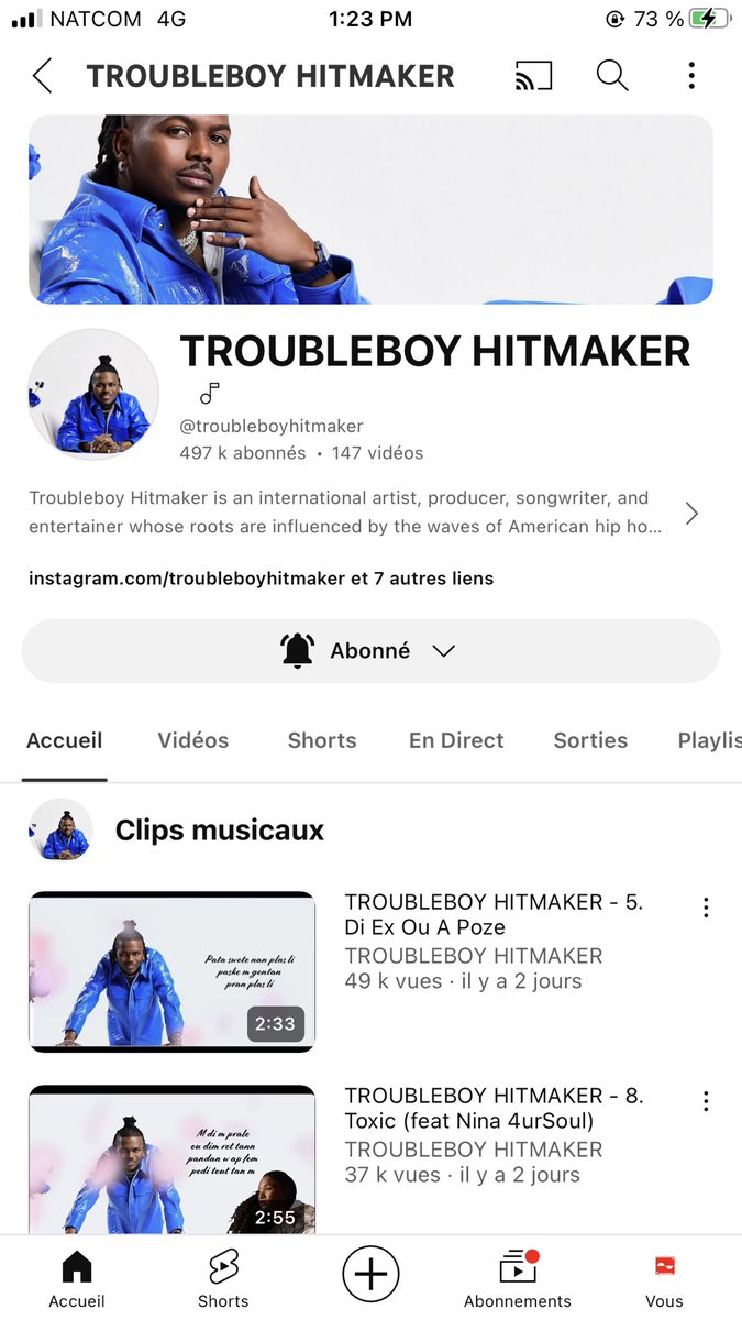 ChilderickDugue's tweet photo. Kanpay 500K abòne sou YouTube anvan dimanche ✅
#Troublegang Nou ka fè Ti sa a💙💙💙
@hitroubleboy Mèsi 💙 https://t.co/j680nwY77o