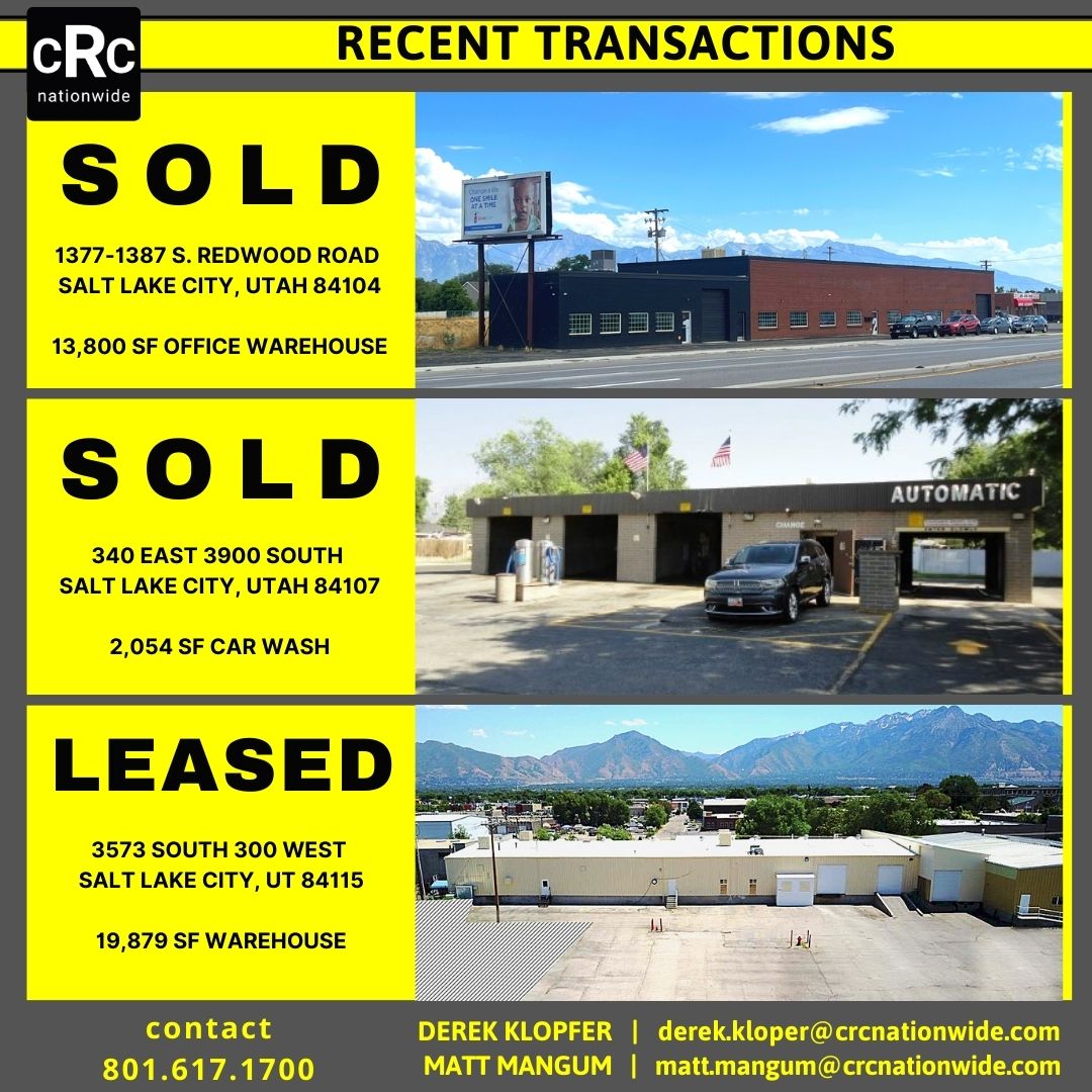 cRcNationwide's tweet photo. #sold #leased #warehousesold #warehouseleased #carwashsold #SaltLakeCityindustrial #SaltLakeCitycarwash #SaltLakeCityUtah #CRE #Commercialrealestate #Utahcommercialrealestate https://t.co/TJsKtperiK