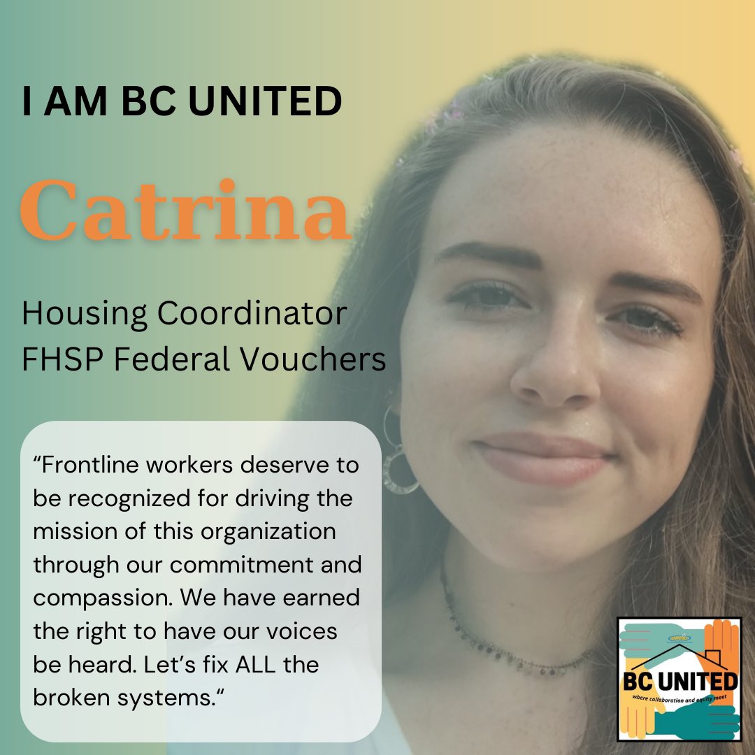 BCWUnion's tweet photo. Catrina, a housing coordinator, knows that BC United will amplify the voices of frontline workers. https://t.co/5AJQsLkjMu