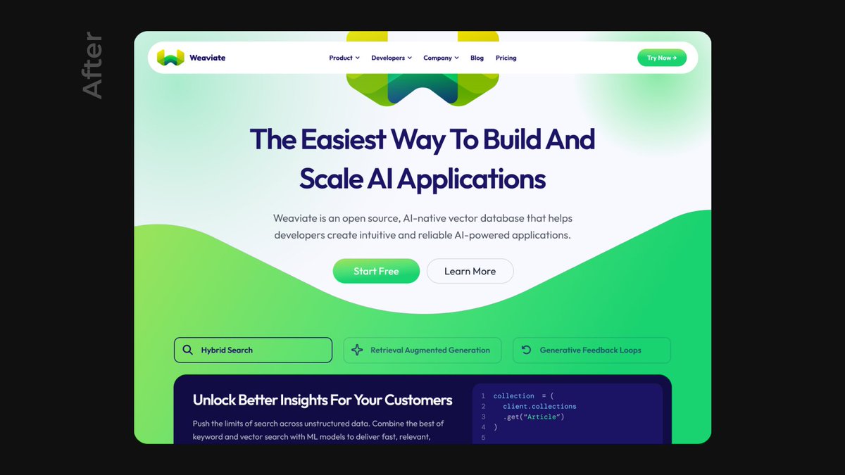 mono_andrei's tweet photo. Roasted 🔥 @weaviate_io
#designroast #design #landingpage https://t.co/bK5HgMZSLe