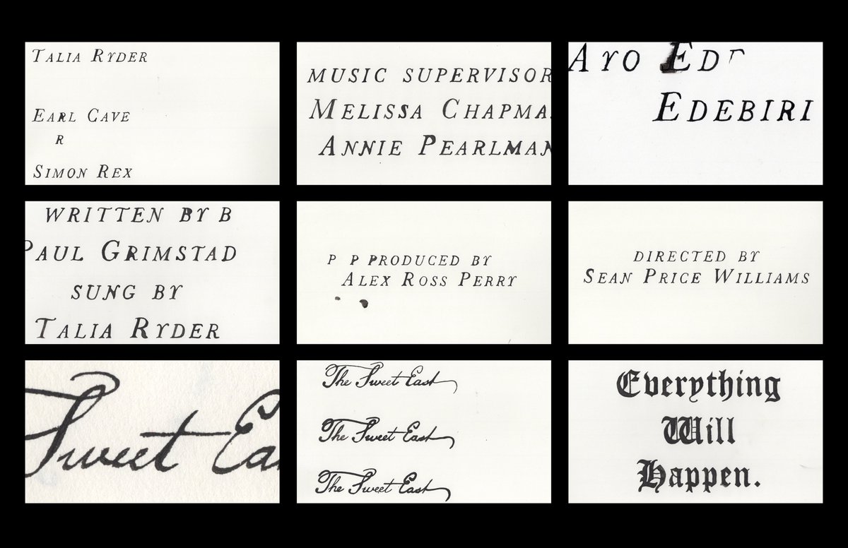 lenvi's tweet image. Title sequence, chapter intertitles and end card for The Sweet East. 

A @utopiamovies release. Out now!