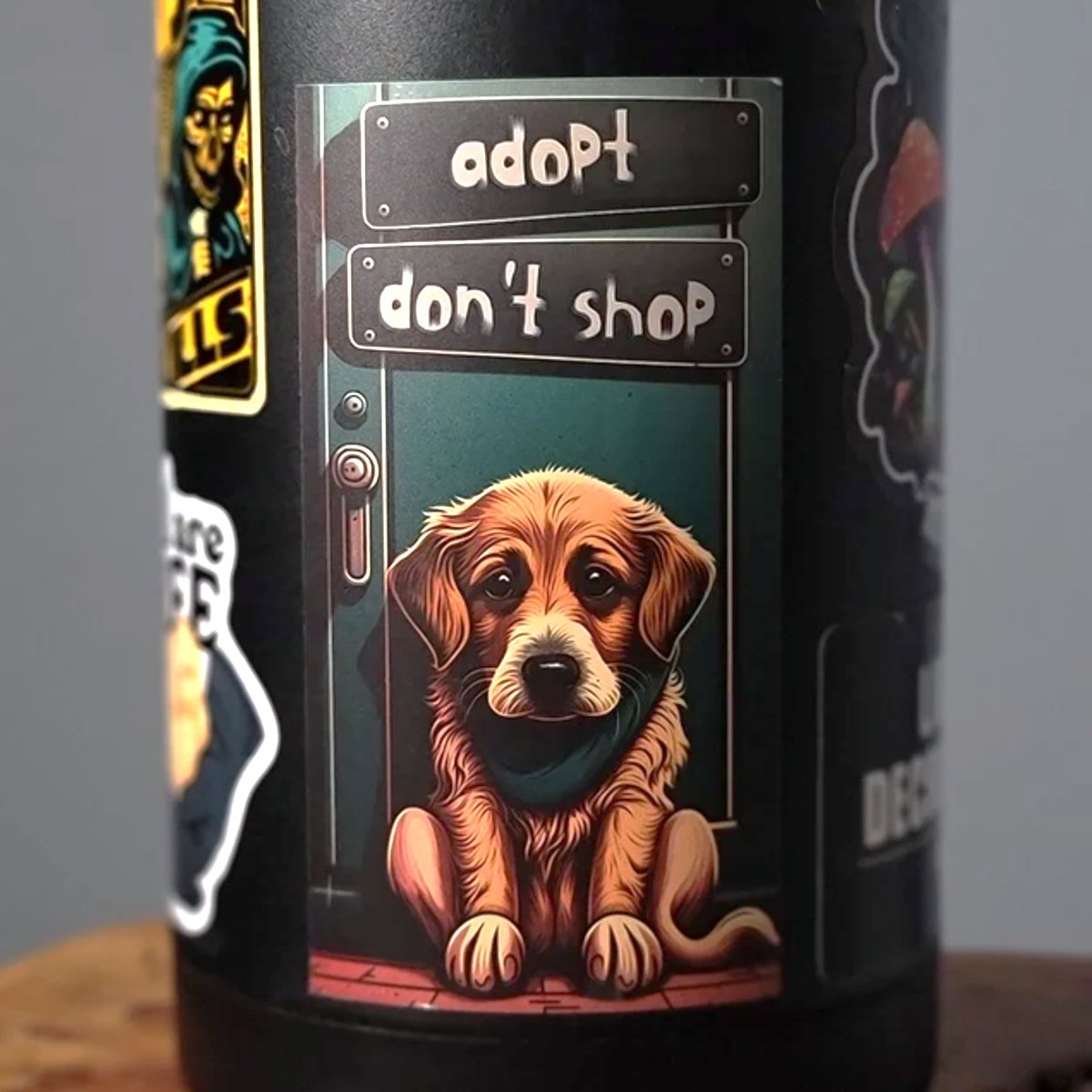 Our #AdoptDontShop sticker is a statement against breeding companion animals, which fuels overpopulation, supports puppy mills, and subjects animals to suffering. By adopting, we help prevent jam-packed shelters from euthanizing animals who aren't rehomed. Let's spread the word!