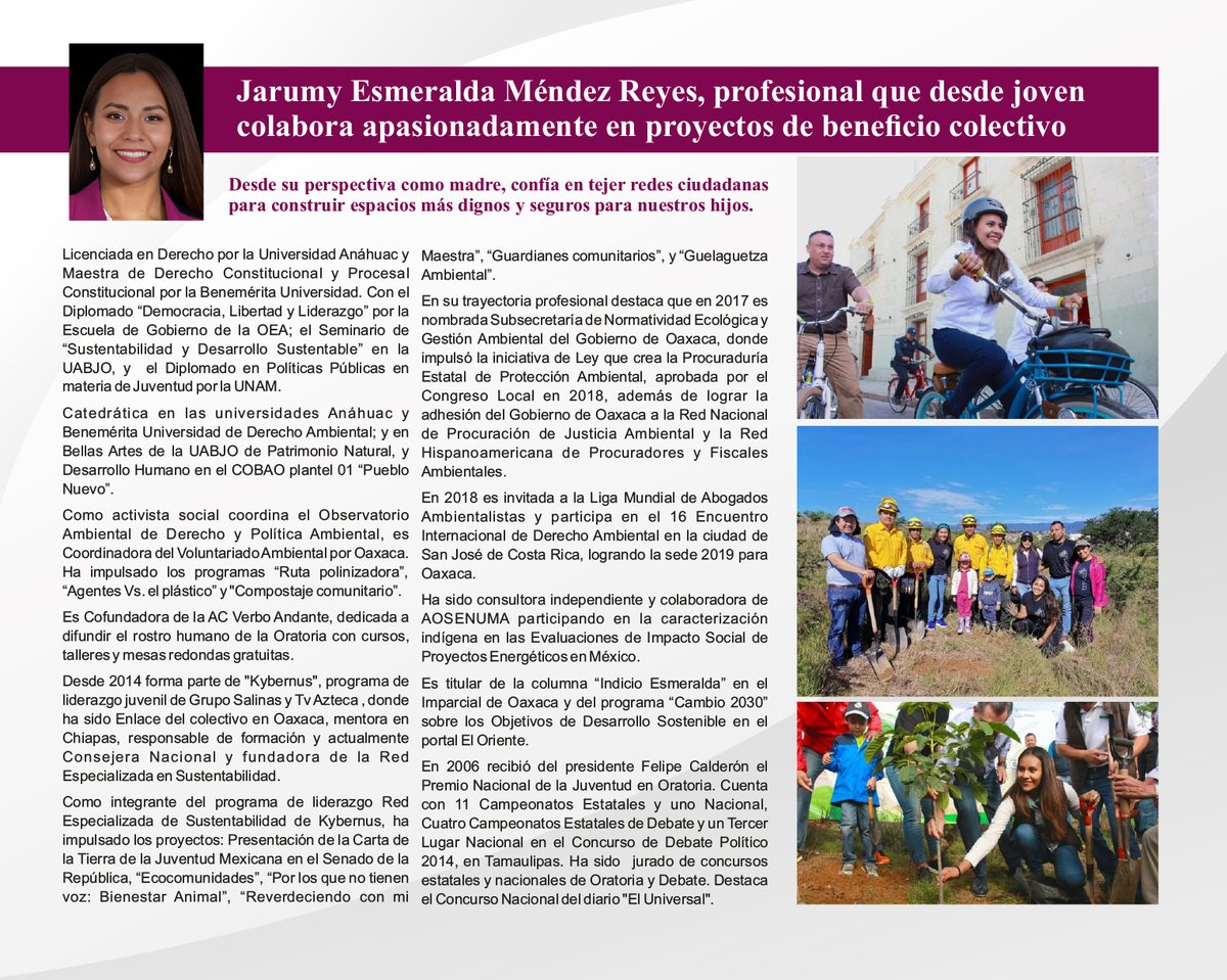 👉Jarumy Esmeralda Méndez Reyes <a href="/Jarumymendez/">🌎 Jarumy Méndez Reyes</a> 
 profesional que desde joven colabora apasionadamente en proyectos de beneficio colectivo

▶️Desde su perspectiva como madre, confía en tejer redes ciudadanas para construir espacios más dignos y seguros para nuestros hijos.