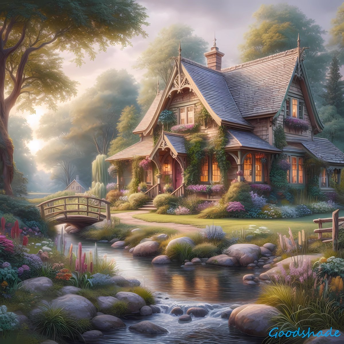 Bludshadow's tweet photo. Good afternoon my, friends. Here's a new picture for the day!๐๐๐บ๐ธ
"Amidst the babbling stream's soothing melody, the old cottage stands as a symbol of tranquility, its weathered facade mirroring the gentle rhythm of the flowing waters."
#Goodshade #GodBlessAmerica https://t.co/DmoOnZTh5j