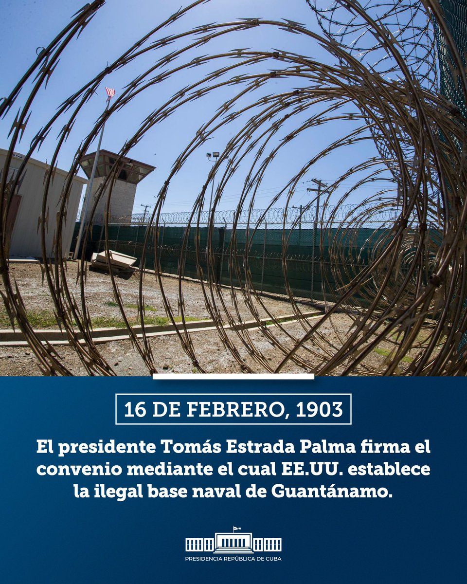 'Un puñal clavado en el costado de la patria'. Así definió el GE Raúl Castro, líder de la #RevoluciónCubana la ilegal Base Naval yanqui en #Guantánamo, puñal que, precisó, nos sacaremos 'de forma pacífica, civilizada y haciendo valer los principios del derecho internacional'.