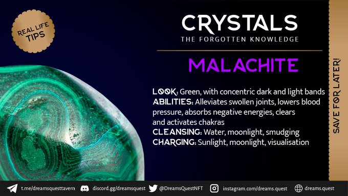 ragelna's tweet photo. Malachite in its unpolished form is toxic. Once polished though, it can be used safely. It’ll help you with chakras clearing and activation; But also attune you to spiritual guidance.

#iweb3 https://t.co/9DMywvnWvR