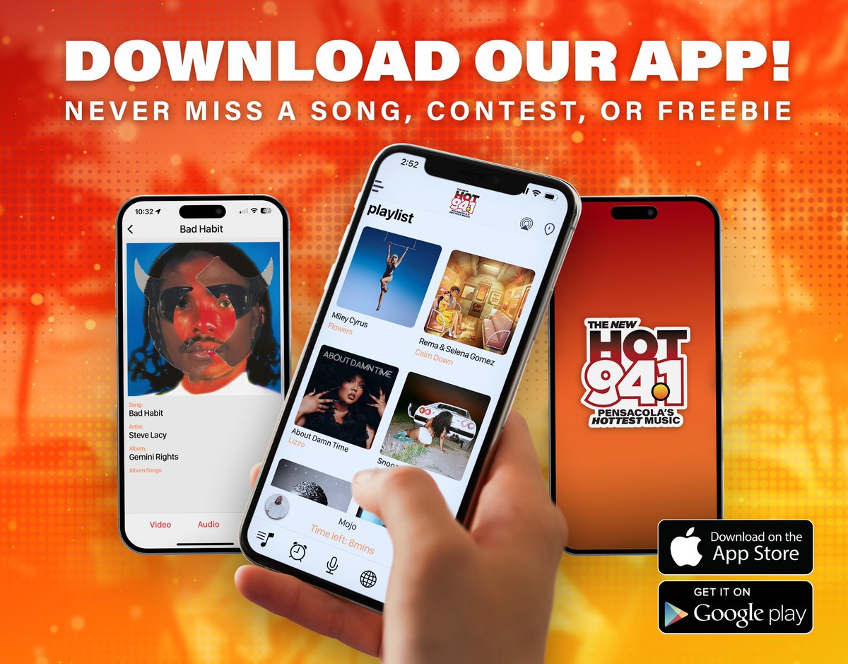 hot941pensacola's tweet image. 🎧 Download our new app and start rocking to the hottest tunes no matter where you are! 📲 Never miss out on freebies, giveaways, and exclusive offers again! 💯 #ListenEverywhere #WHATSHOT
