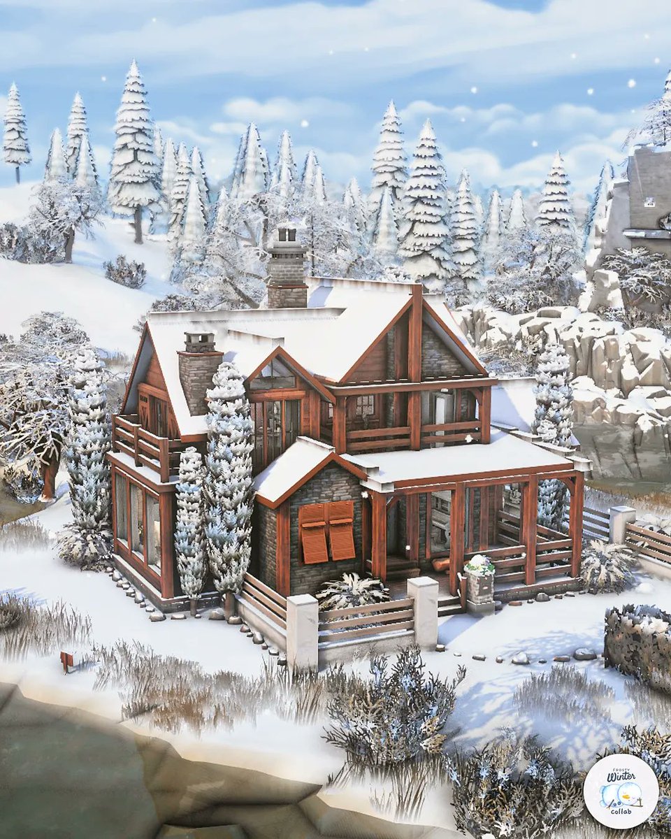 Winter Cabin || no CC 
I built a winter cabin for the  #FrostyWinterCollab ❄️ 
Hope you like it! #TheSims #Sims4 #thesims4