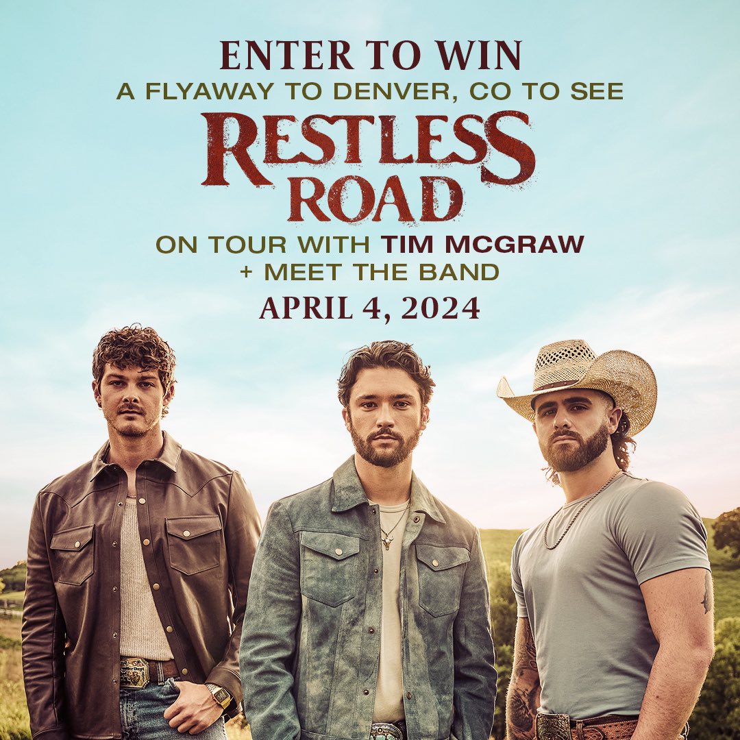 Restless Road (@restlessroad) on Twitter photo we are so excited to go on the road with <a href="/TheTimMcGraw/">Tim McGraw</a> for his Standing Room Only Tour 🤠 click the link below and enter for your chance to win a flyaway with tickets and m&gs with us in Denver, CO on April 4th! rr.lnk.to/DenverFlyaway we are so excited to go on the road with <a href="/TheTimMcGraw/">Tim McGraw</a> for his Standing Room Only Tour 🤠 click the link below and enter for your chance to win a flyaway with tickets and m&gs with us in Denver, CO on April 4th! rr.lnk.to/DenverFlyaway
