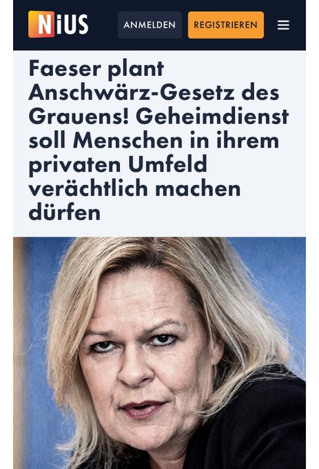Die SPD-Innenmin., Juristin Faeser warnt
vor einer "Verrohung und Vergiftung des Diskurses".
Danke Faeser, dass...
... dein Jurastudium nicht spurlos an dir verbeigegangen 
ist
... du so WENIG zur Verrohung &amp; Vergiftung beiträgst
... deine liebe Art da ist, du gutes Wesen
... 🤣
